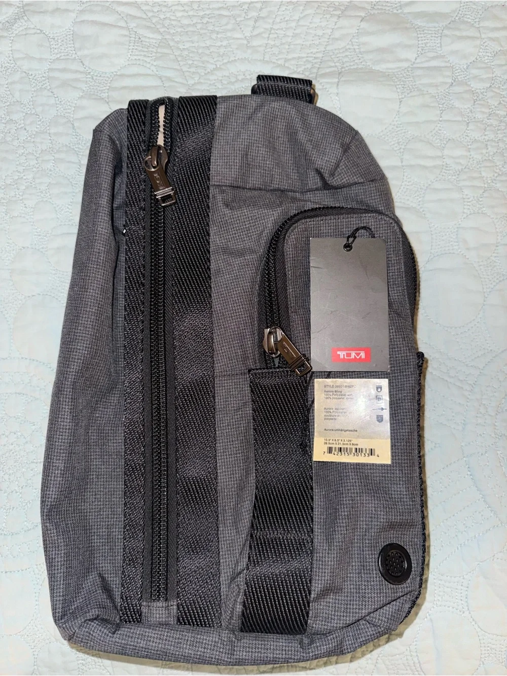 Tumi Gray and Black Men's Sling Belt Bag